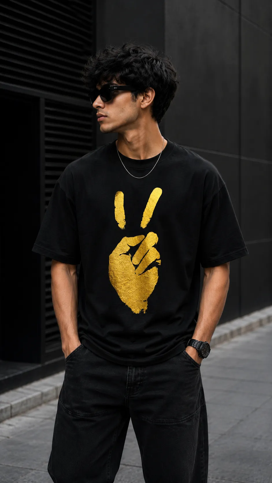Peace Sign Graphic Oversized T-Shirt